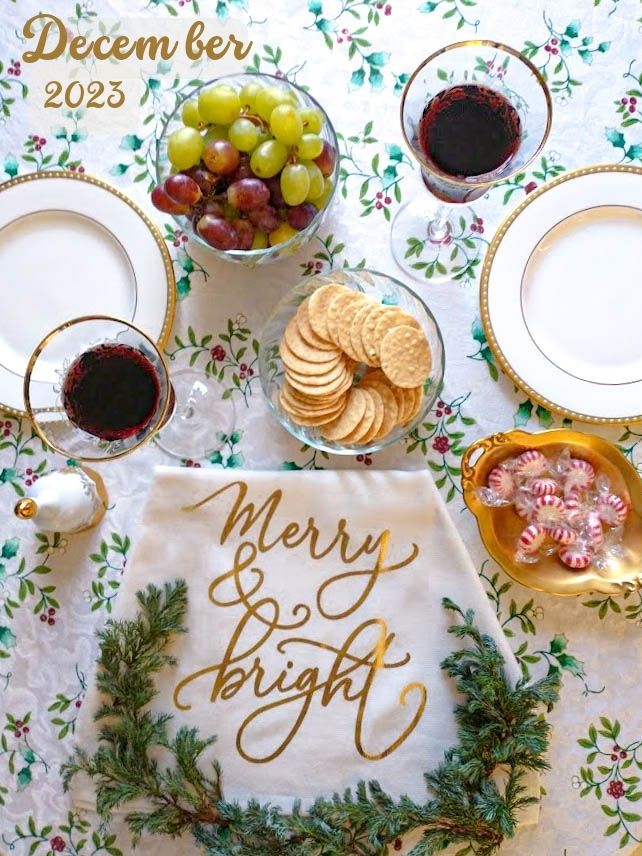 december table setting for 2 merry and bright