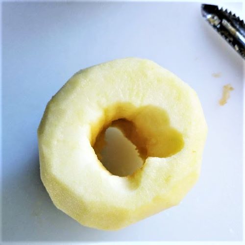 cored whole apple peeled