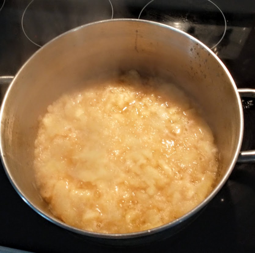 applesauce steaming on the stove