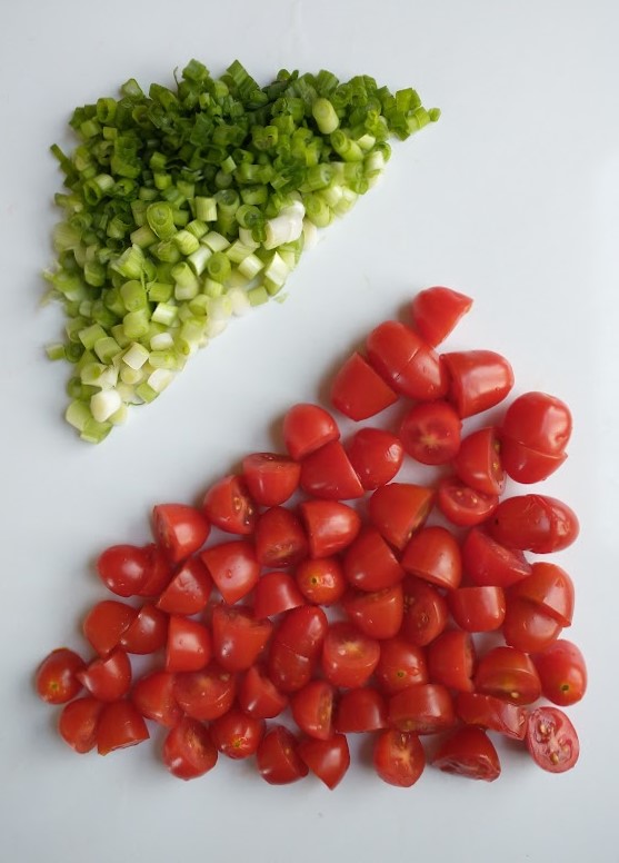 chopped grape tomatoes and chopped green onion