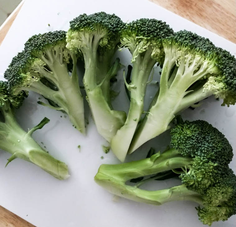 large pieces of cut broccoli