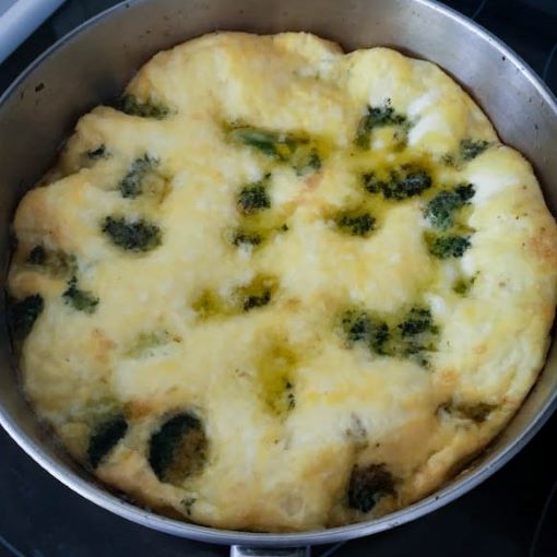 frittata right out of the oven all puffed up