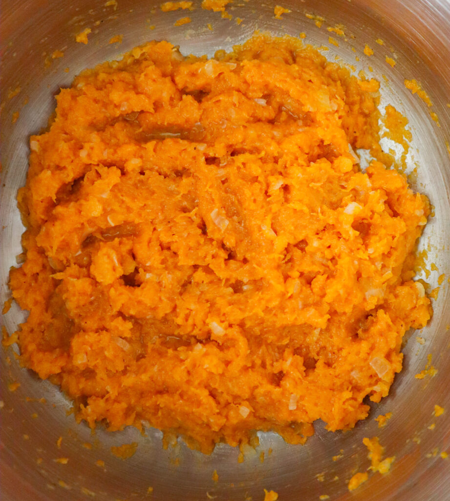 mashed squash mixed with spices butter and onion
