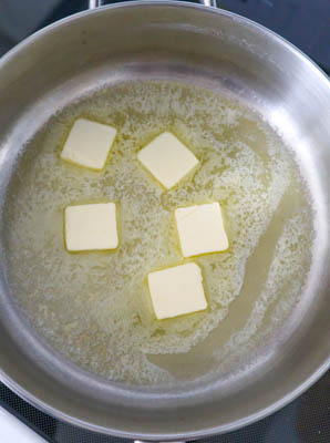 melting butter in the skillet
