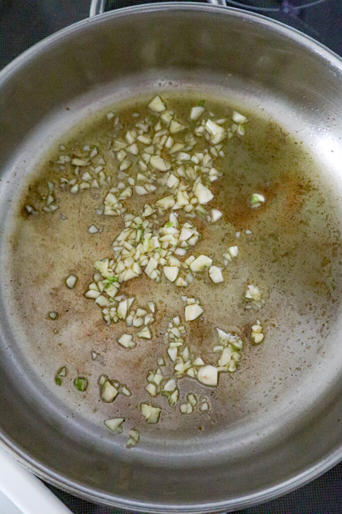 garlic sautéing in skillet