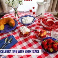 july celebrating strawberry shortcake table setting with red white and blue