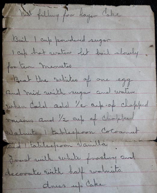 a handwritten recipe found in a 1906 cook book