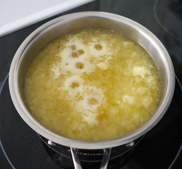 crushed pineapple and sugar simmering