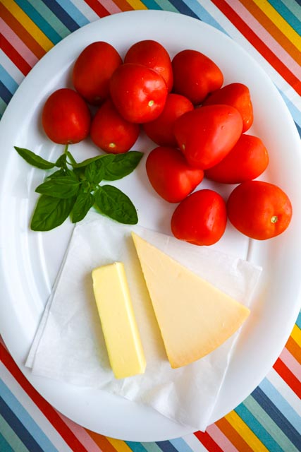 fresh tomato sauce ingredients plum tomatoes fresh basil butter and parmesan cheese