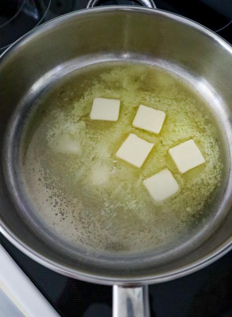 butter melting in a skillet